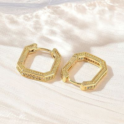 Brass Micro Pave Cubic Zirconia Hoop Earrings KK-CBA98BA-12G-1