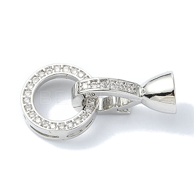 Rack Plating Brass Pave CLear Cubic Zirconia Fold Over Clasps KK-M282-47P-1