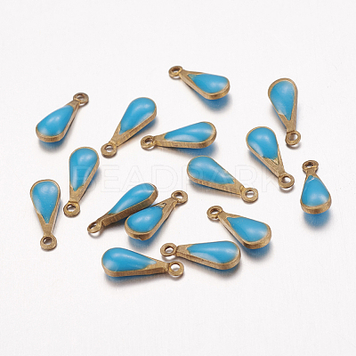 Antique Golden Plated Brass Enamel teardrop X-KK-Q571-01C-1