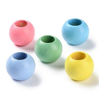 Printed Wood Beads WOOD-Z002-14-1