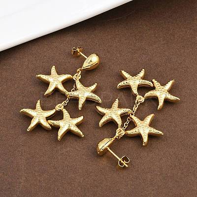 304 Stainless Steel Dangle Stud Earrings EJEW-P325-05F-G-1