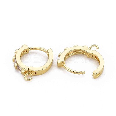 Brass Huggie Hoop Earring Findings X-ZIRC-Q022-033G-NF-1