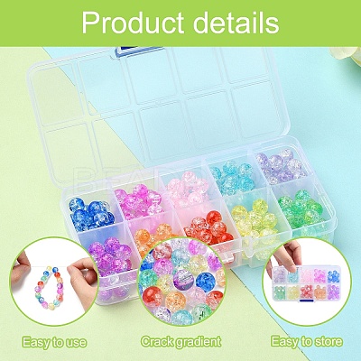 200Ps 10 Colors Transparent Crackle Acrylic Beads CACR-YW0001-1