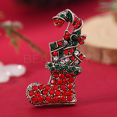 Christmas Theme Zinc Alloy Rhinestone Brooches for Backpack Clothes LS-LK8386-12-1