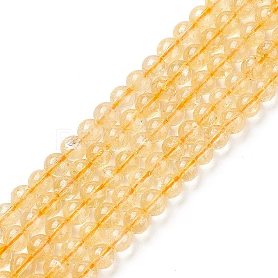 Natural Citrine Beads Strands G-E326-6mm-01-1