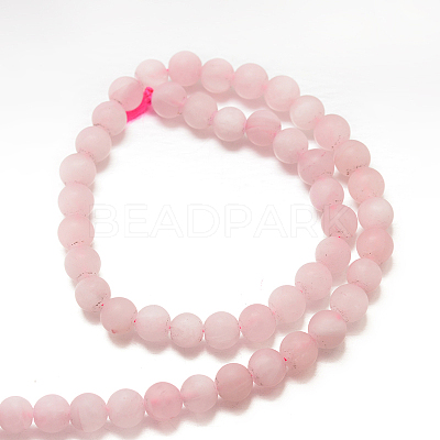 Frosted Natural Rose Quartz Bead Strands X-G-J120-30-8mm-1