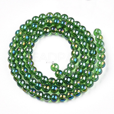 Electroplate Transparent Glass Beads Strands GLAA-T032-T4mm-AB07-1