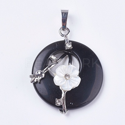 Natural Dyed & Heated Black Agate Pendants G-F546-A16-1