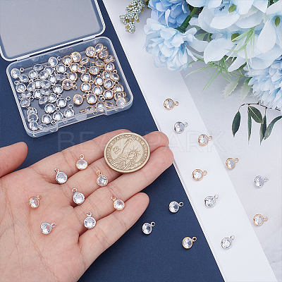80Pcs 2 Colors Brass Micro Pave Cubic Zirconia Pendants KK-UN0005-15-1