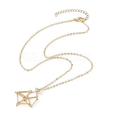 Brass Macrame Pouch Empty Stone Holder for Pendant Necklaces Making NJEW-JN04440-01-1
