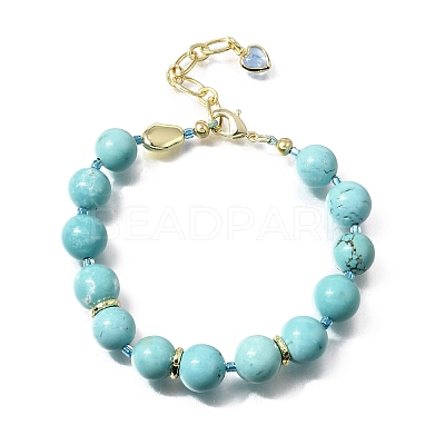 Natural Magnesite Round Beaded Bracelets for Women BJEW-A170-01G-1