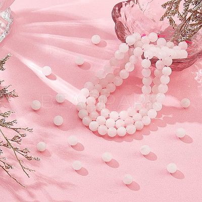 Frosted Natural Rose Quartz Round Beads Strands G-OC0003-57B-1