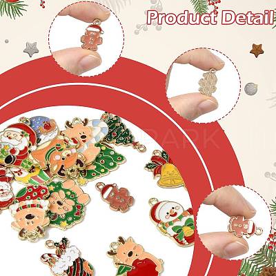15Pcs 15 Styles Christmas Theme Alloy Enamel Pendants ENAM-FS0003-96-1