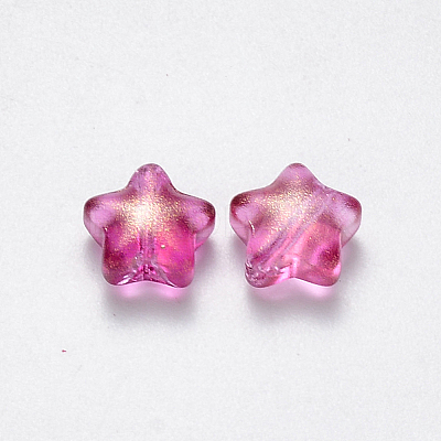 Spray Painted Glass Beads GLAA-R211-04-D05-1