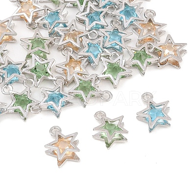 30Pcs 3 Colors Alloy Glass Pendants FIND-YW0011-24B-1