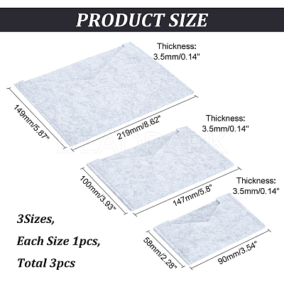 3Pcs 3 Style Wool Felt Envelope Purse Insert Organizer FIND-WR0006-70D-1