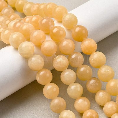 Natural Yellow Jade Bead Strands X-G-K121-01-14mm-1