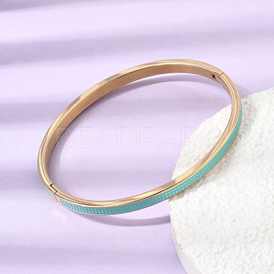 304 Stainless Steel Enamel Hinged Cuff Bangles for Women SA-CBAC920-15G-01B-1