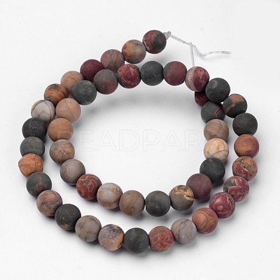 Natural Polychrome Jasper/Picasso Stone/Picasso Jasper Beads Strands G-D809-03-8mm-1
