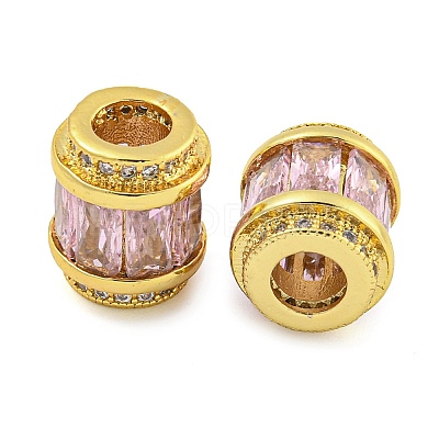 Rack Plating Brass Micro Pave Cubic Zirconia European Beads LS-KK-F089-31G-02-1