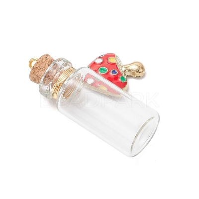 5Pcs Mushroom Wishing Bottle Pendants PALLOY-JF04072-1