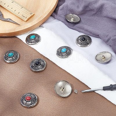 12Pcs 4 Colors 1-Hole Alloy & Cat eye Turquoise Decorative Rivets FIND-GF0004-52-1