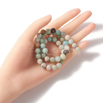 Natural Flower Amazonite Beads Strands G-YW0001-25-1