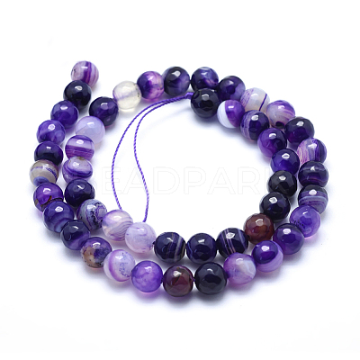 Natural Striped Agate/Banded Agate Beads G-J371-13-8mm-1