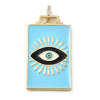 Brass Micro Pave Cubic Zirconia Pendant with Enamel KK-H458-02G-F01-1