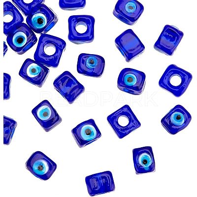 Handmade Evil Eye Lampwork European Beads LAMP-NB0001-70A-1