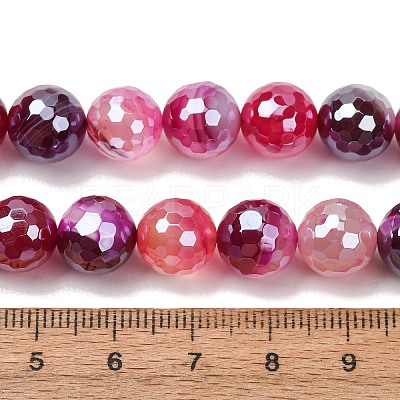 Electroplated Natural Agate Beads Strands G-B191-A07-10mm-06-1