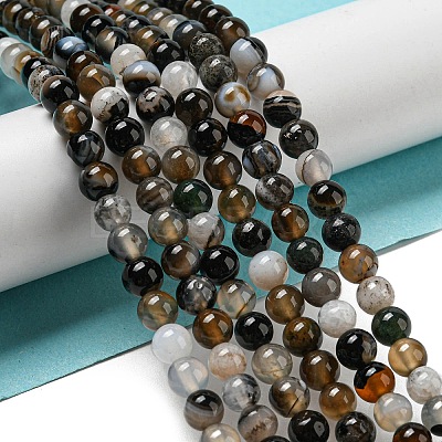 Natural Black Agate Beads Strands G-L555-04-6mm-1