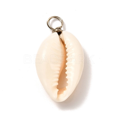 Natural Cowrie Shell Pendants PALLOY-JF00940-02-1