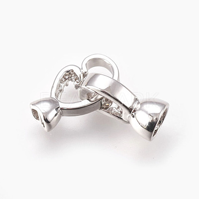 Brass Micro Pave Cubic Zirconia Fold Over Clasps KK-P164-08P-1