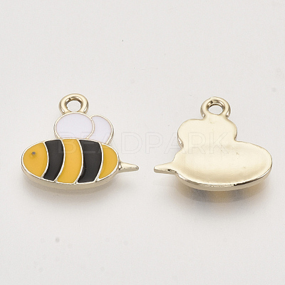 Light Gold Plated Alloy Pendants X-ENAM-T009-32B-1