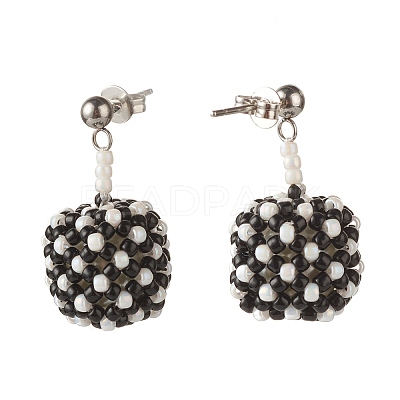 TOHO Japanese Seed Beads Dangle Stud Earrings EJEW-JE04762-04-1