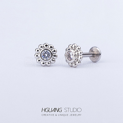 Stainless Steel Micro Pave Clear Cubic Zirconia Cartilage Earrings for Women Men WG126FA-01-1
