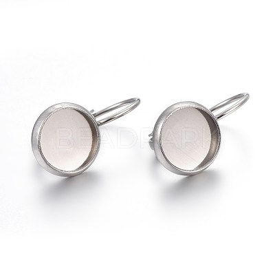 Tarnish Resistant 304 Stainless Steel Leverback Earring Settings STAS-F191-03P-8mm-1