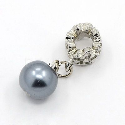Large Hole Platinum Plated Alloy European Dangle Charms MPDL-D010-05-1