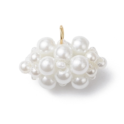 4Pcs Pearlized Glass Pearl Beads Pendants PALLOY-MZ01101-1