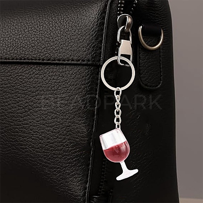 2Pcs 2 Colors Transparent Resin Drink Keychains KEYC-YW00240-1