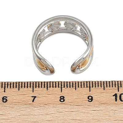 304 Stainless Steel Double Color Cuff Rings RJEW-S635-01GP-20-1