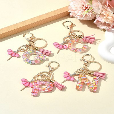 Letter A~Z Transparent Glitter Resin Pendant Keychains KEYC-FZ00024-25-1