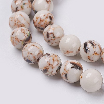 Sea Shell and Synthetic Turquoise Assembled Beads Strands G-G758-08-8mm-1