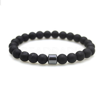 Glass Round Beaded Stretch Bracelets for Men Women FS-WG77712-10-1