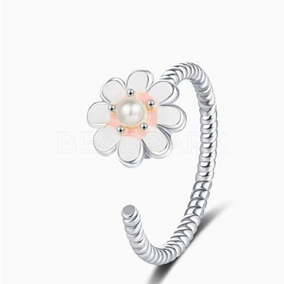 Dasiy Rotatable Open Cuff Rings for Women RJEW-C118-05P-1