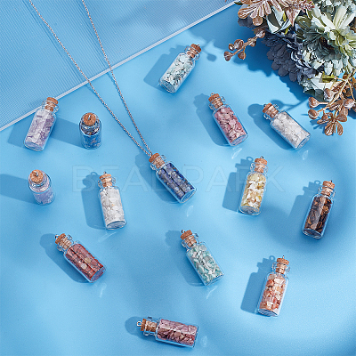 20Pcs 10 Styles Glass Wishing Bottle Pendants PALLOY-HY00068-1