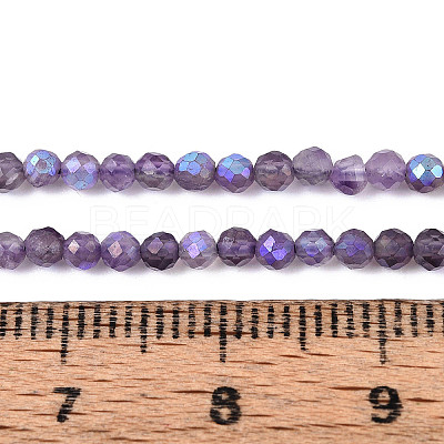 AB Color Plated Natural Amethyst Beads Strands G-T144-A07-04-1