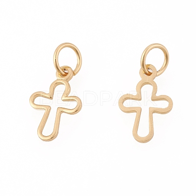 Brass Tiny Cross Charms X-KK-G258-02-NR-1