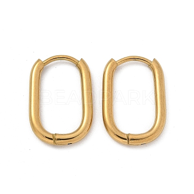 Ion Plating(IP) 304 Stainless Steel Oval Hoop Earrings EJEW-M218-02A-G-1